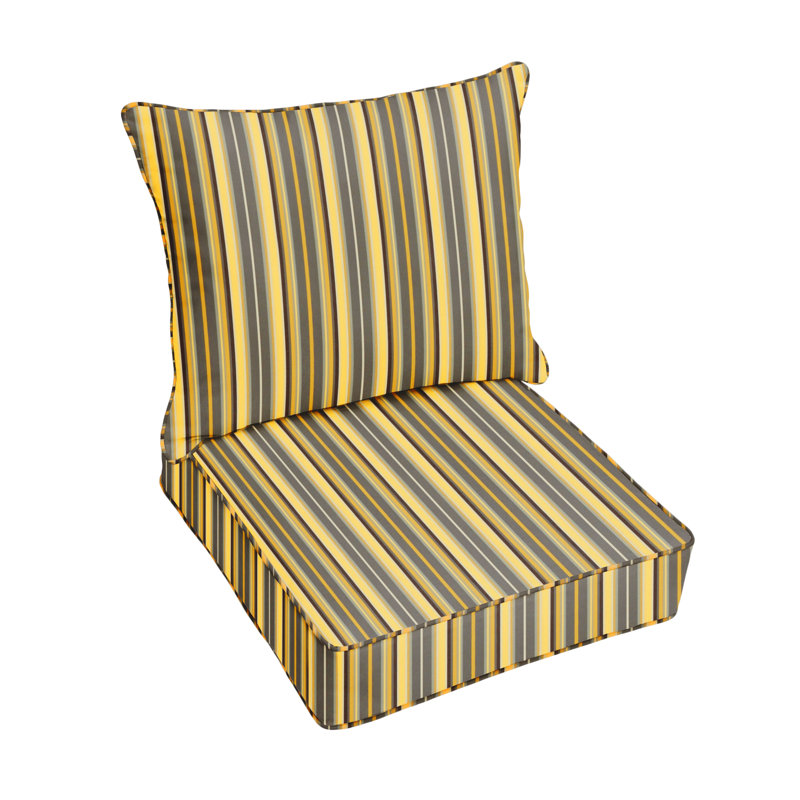 Sunbrella Outdoor  Corded Deep Seating Pillow and Cushion Set, Sunbrella - Namibia Grey, 23 in W x 27 in D x 5 in H