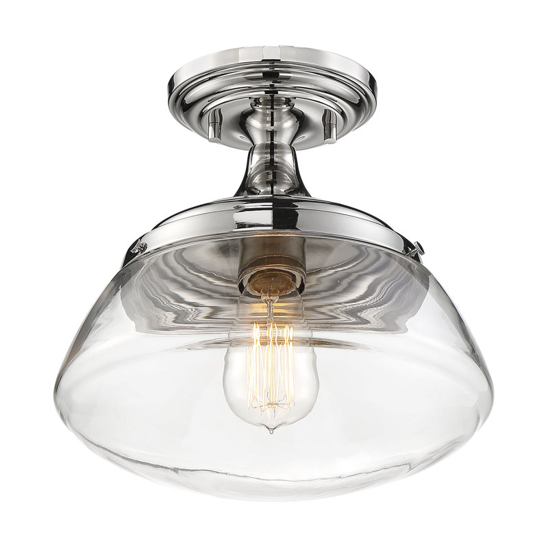 Ochoa Glass Semi Flush Mount, Polished Nickel