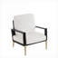 Fauteuil d'appoint rembourré en velours, blanc compact classique de luxe avec structure en bois massif et pieds en métal