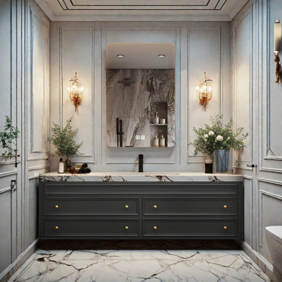 French modern rock plate bathroom cabinet
