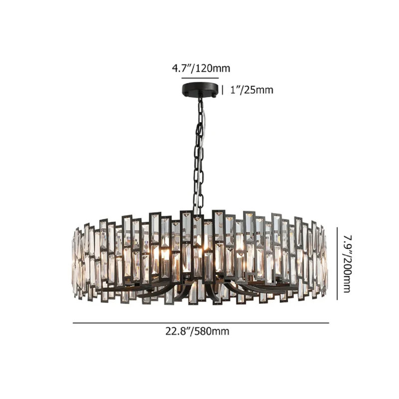 Alfaigh Modern Geometric Crystal Chandeliers with 14 Lights and Adjustable Chain, Black