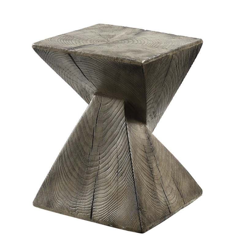 Fiber Concrete And Cement Weathered Oak Finish Accent Table With Natural Style Attraction, 13X13x17 Inches Dimensions, 20 Lbs Weight, 40 Load, No Assembly Needed In Design, Weight Capacity,