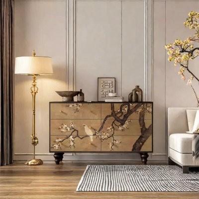 Six-Drawer Sideboard with Solid Pine Frame