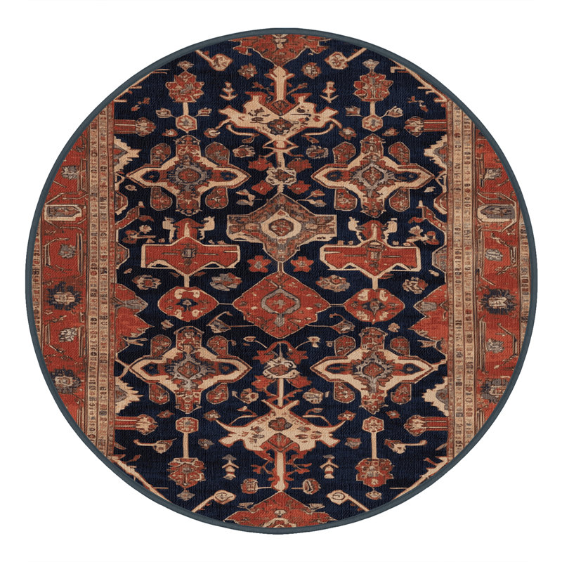 Tapis brun lavable à la machine, Rond 5 pi