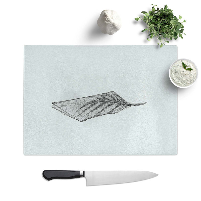 Glass Lone Leaf in Abstract Chopping Board, 28.5 cm W x 20 cm L