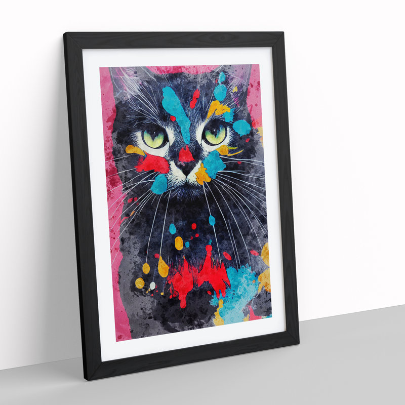 Catt Paint Splash No.2 - Print, White, Black Framed, 66cm H x 48cm W x 2cm D