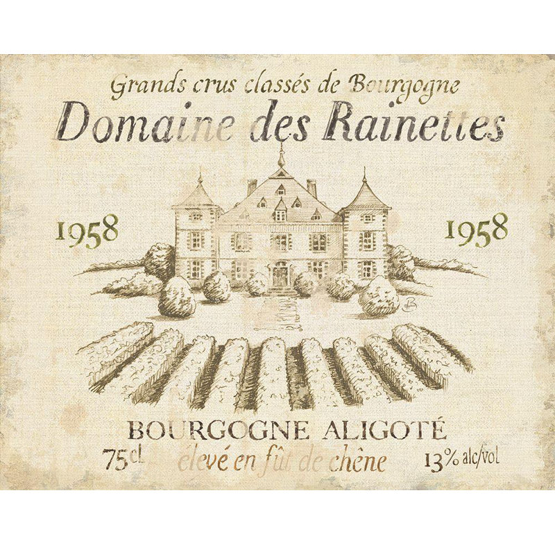 «Red Barrel Studio® Brissonnet, Daphne Gallery, art sur toile tendue« French Wine Label III Cream », H 36 po x l 45 po