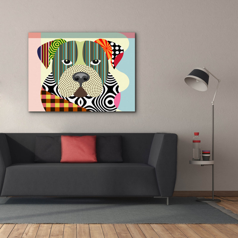 «American Bulldog» par Lanre Adefioyue, H 40 po x l 54 po x P 1,5 po