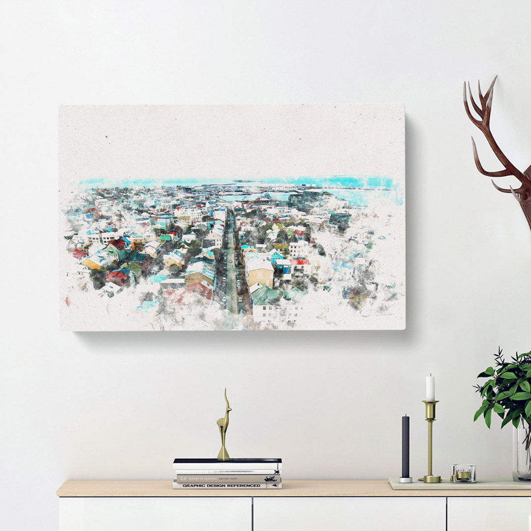 View of Reykjavik in Iceland - Wrapped Canvas