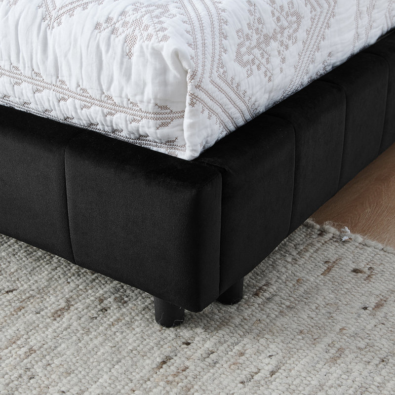 Full Size Upholstered Tufted  Bed Frame, Black, Full