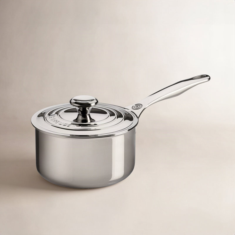 Le Creuset Stainless Steel Saucepan with Lid, 3 qt.