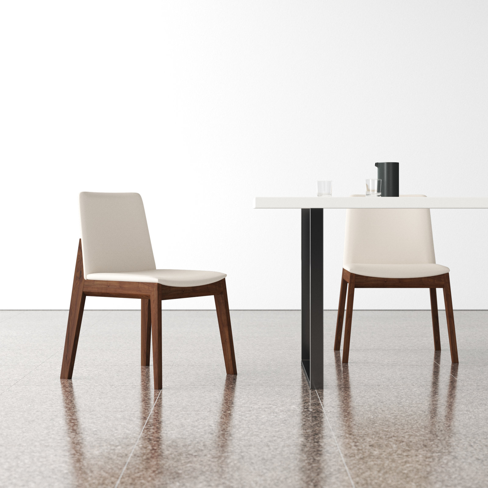 Anrey Oak Dining Chair, Cream Faux Leather, Brown