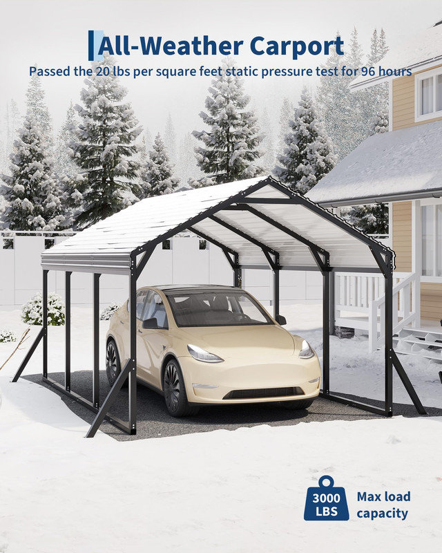 All-Weather Metal Carport with Reinforced Steel Frame, 10x15x9 ft Portable Garage Shelter for Vehicles, Boats & Storage