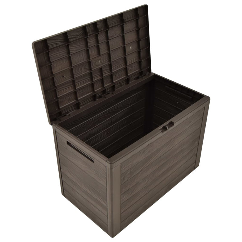 vidaXL Outdoor Storage Box 50.2 Gal Deck Box, UV-Resistant Polypropylene, Weatherproof Garden Cushion Chest for Patio & Tools, Brown, 30.7" x 17.3" x 21.7"