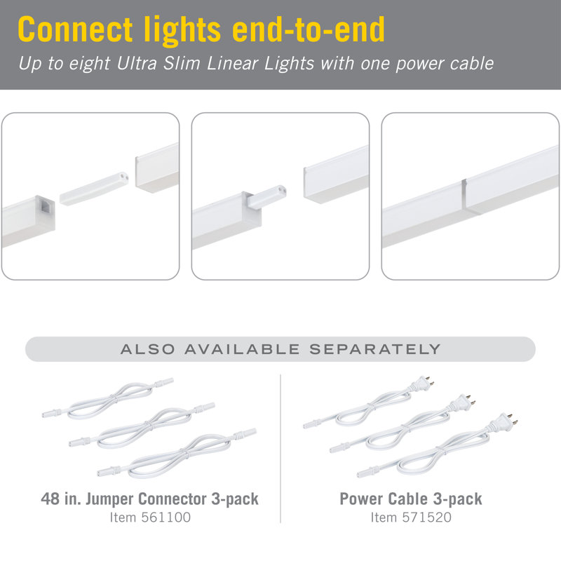 Ultra Slim White Plastic Linear Light Splice Connector, 5-Pack