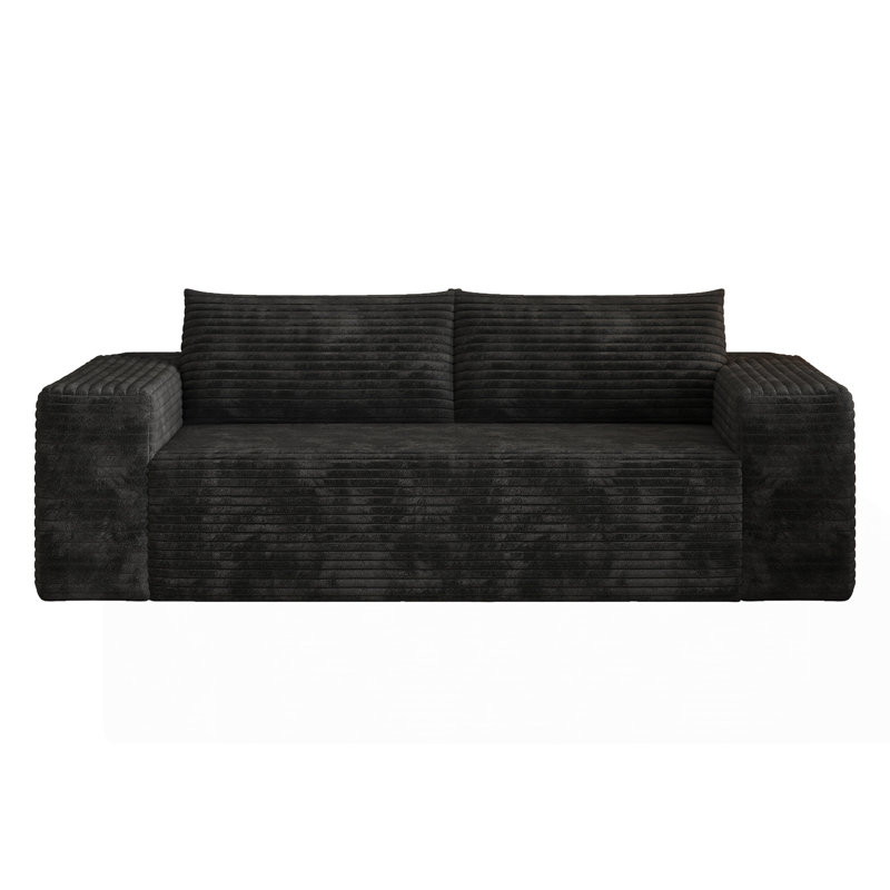 78.8" 3Setaser Sofa,Corduroy Fabric,Deep Seat Couches,Comfy Loveseat Sofa,No Assembly,1Pcs For Living Room, Bedroom,Conference Room ,Apartment,Black