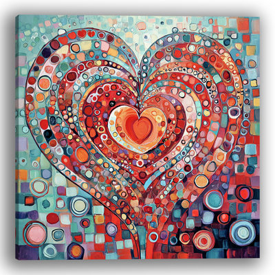 Concentric Love Heart Wrapped Canvas Wall Art