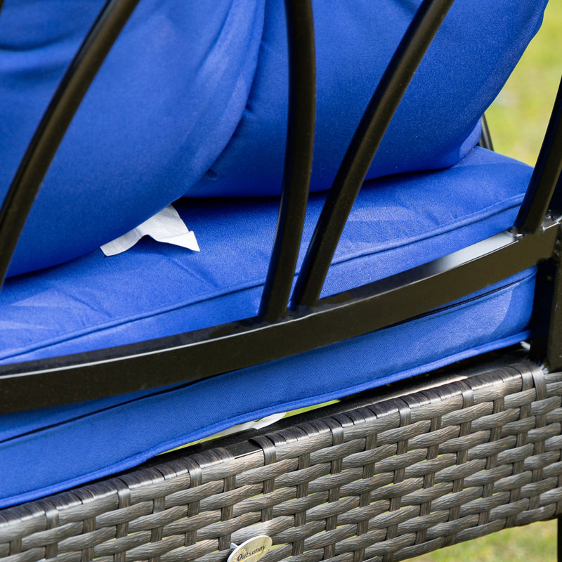 Chaise berçante d'extérieur en osier avec fauteuil, Marine