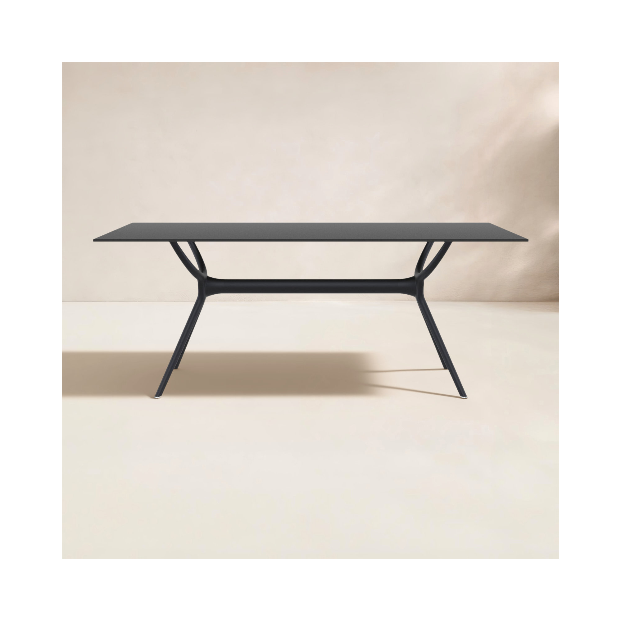 Farrah Synthetic Laminate Outdoor Dining Table, 29.5" H x 71" L x 35.5" W, Black