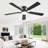 Cissline 52" Black Modern Ceiling Fan with Light and Remote Control for Bedroom/Living Room