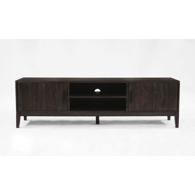 Geena Solid Sheesham Wood TV Stand, Gray