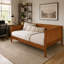 Lit de jour Cavrelisse en bois pleine grandeur avec cadre à trois côtés, canapé-lit plateforme en noyer foncé, construction en pin, contreplaqué et MDF, 10 lattes de soutien pour matelas, aucun sommier requis-2072742783