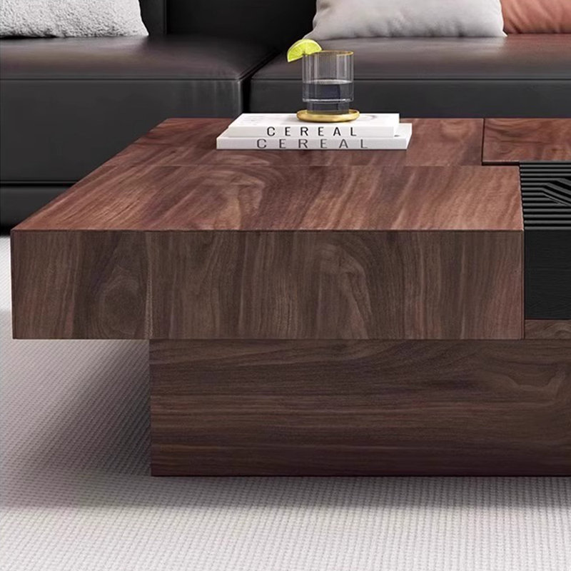 Table à thé en bois massif de style italien, H 11,8 po x L 47,2 po x l 47,2 po