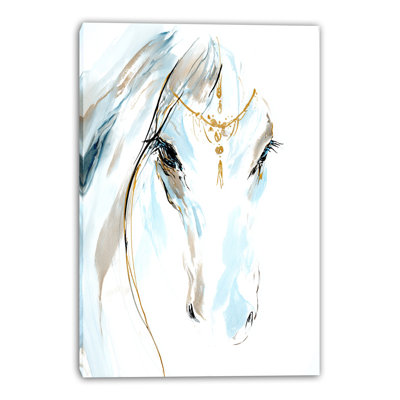 Golden Line Stallion Wrapped Canvas Wall Art