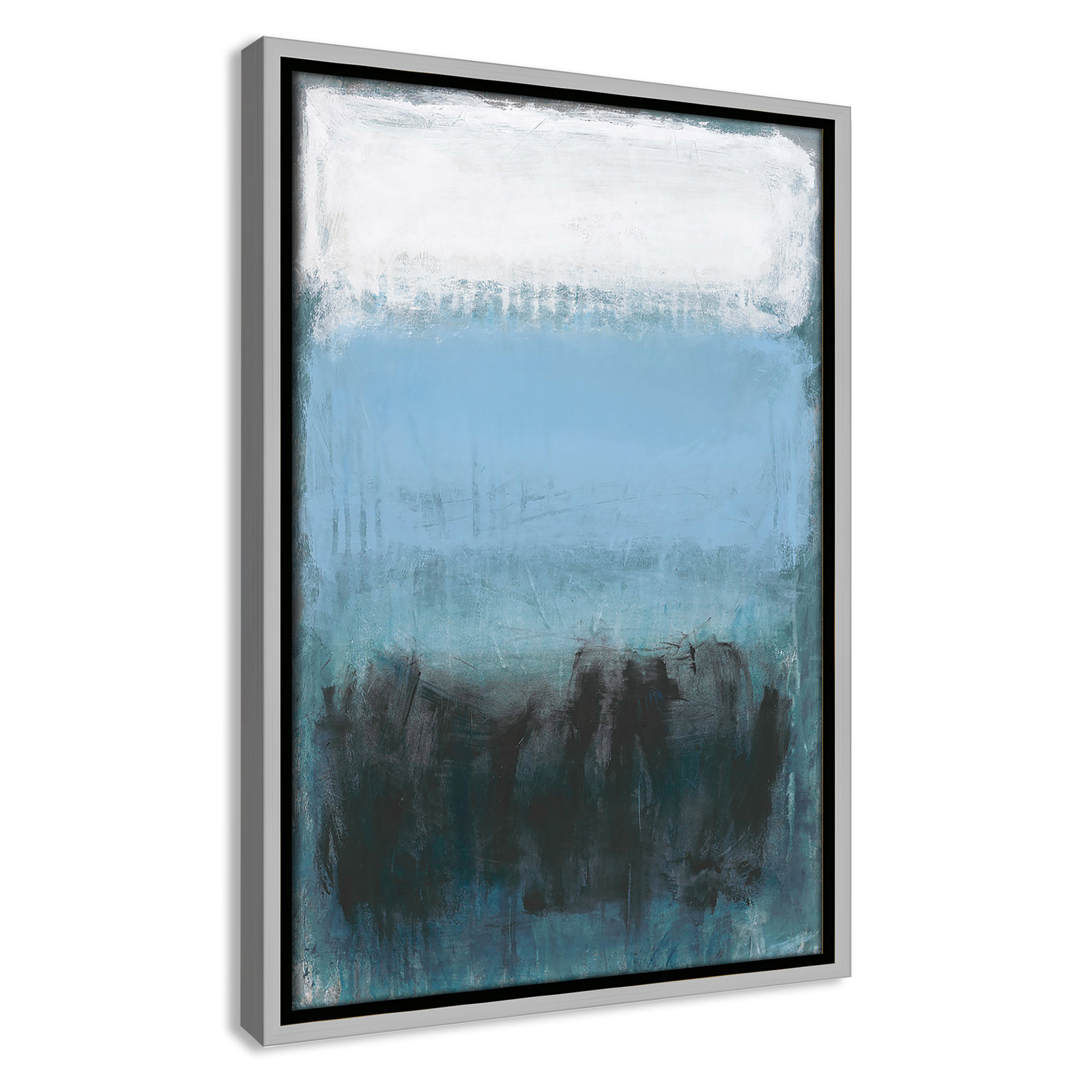 Arboles "Coastal Nightfall" Painting by Filippo Ioco, 19.5" H x 13.5" W x 2" D, Silver Framed Canvas, No Mat