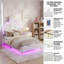 Princess Bed With Dual-Zone Led, Upholstered Height-Adjustable PU Leather Headboard, Pink/White in Multiple Sizes (90x190, 90x200, 140x200)-1726150391-1717736024