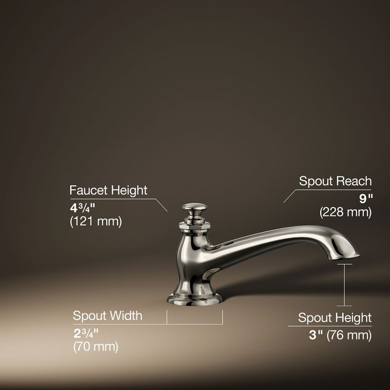 Artifacts Deck Mounted Roman Tub Faucet with Flare Design, Vibrant Polished Nickel