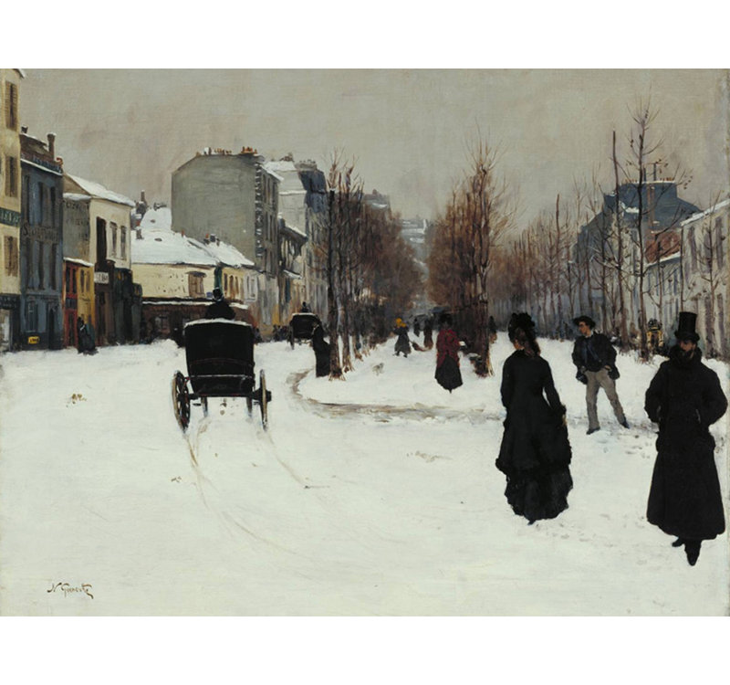 Boulevard de Clichy Under Snow, 14" H x 18" W