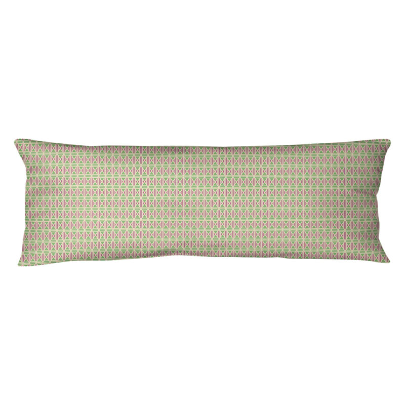 Coussin lombaire Katelyn Elizabeth, Bourre en polyester, Molleton moelleux, Rose / Vert