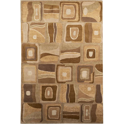 Tapis beige et brun noué à la main de haute qualité