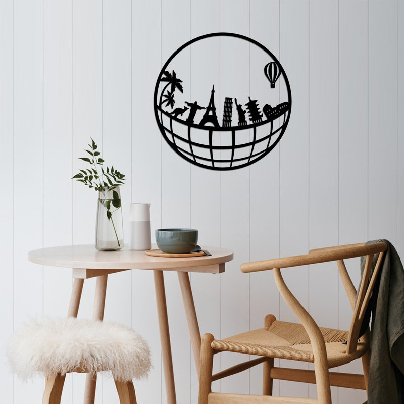 Stylish Decorative Metal Wall Accessory, Black, 18.9 x 18.9 inches | 100% Metal Construction, Thickness: 0.06 inches | Lightweight at 1.0 lbs, Easy Wall Mount Design | Perfect for Modern Home Decor & Art Display