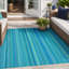 Tapis d'extérieur réversible à rayures turquoise et vert mousse 5 x 8 pi