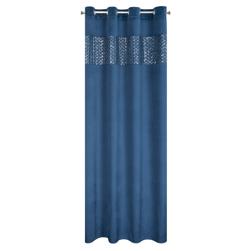 Smethwick 100% Polyester Blackout Curtain Single Panel, Blue