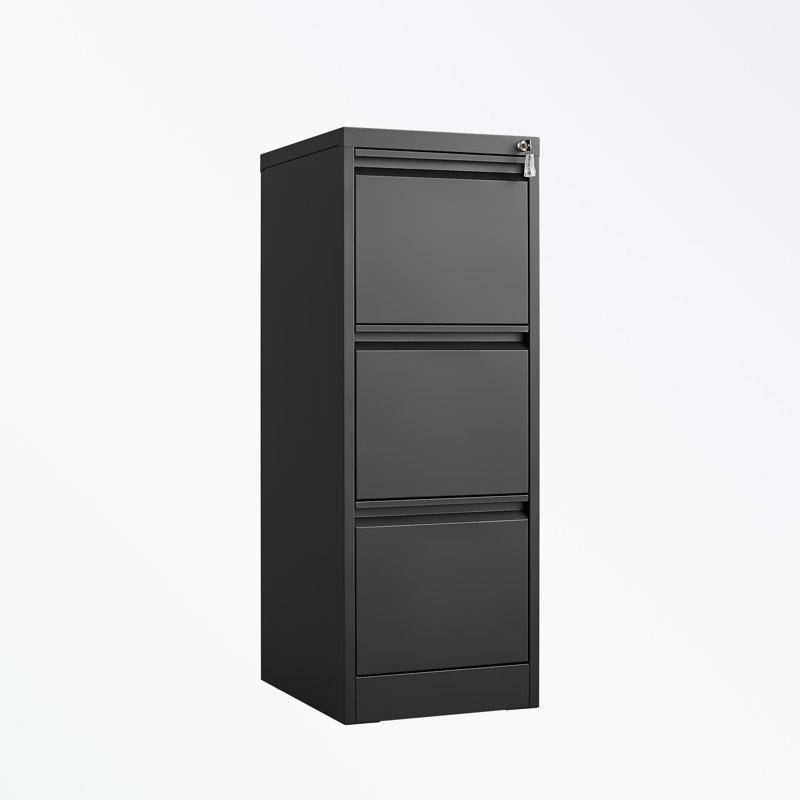 Metal frame File Cabinet with 3 Drawers, Black