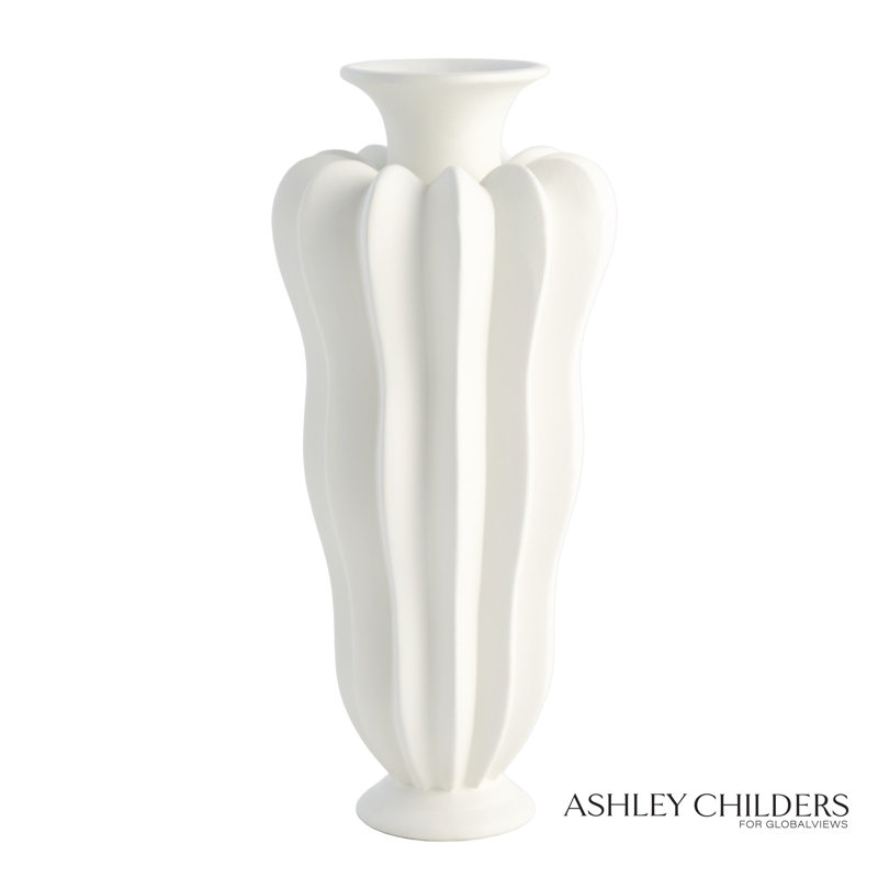 Spicchi Line Vase-Matte White