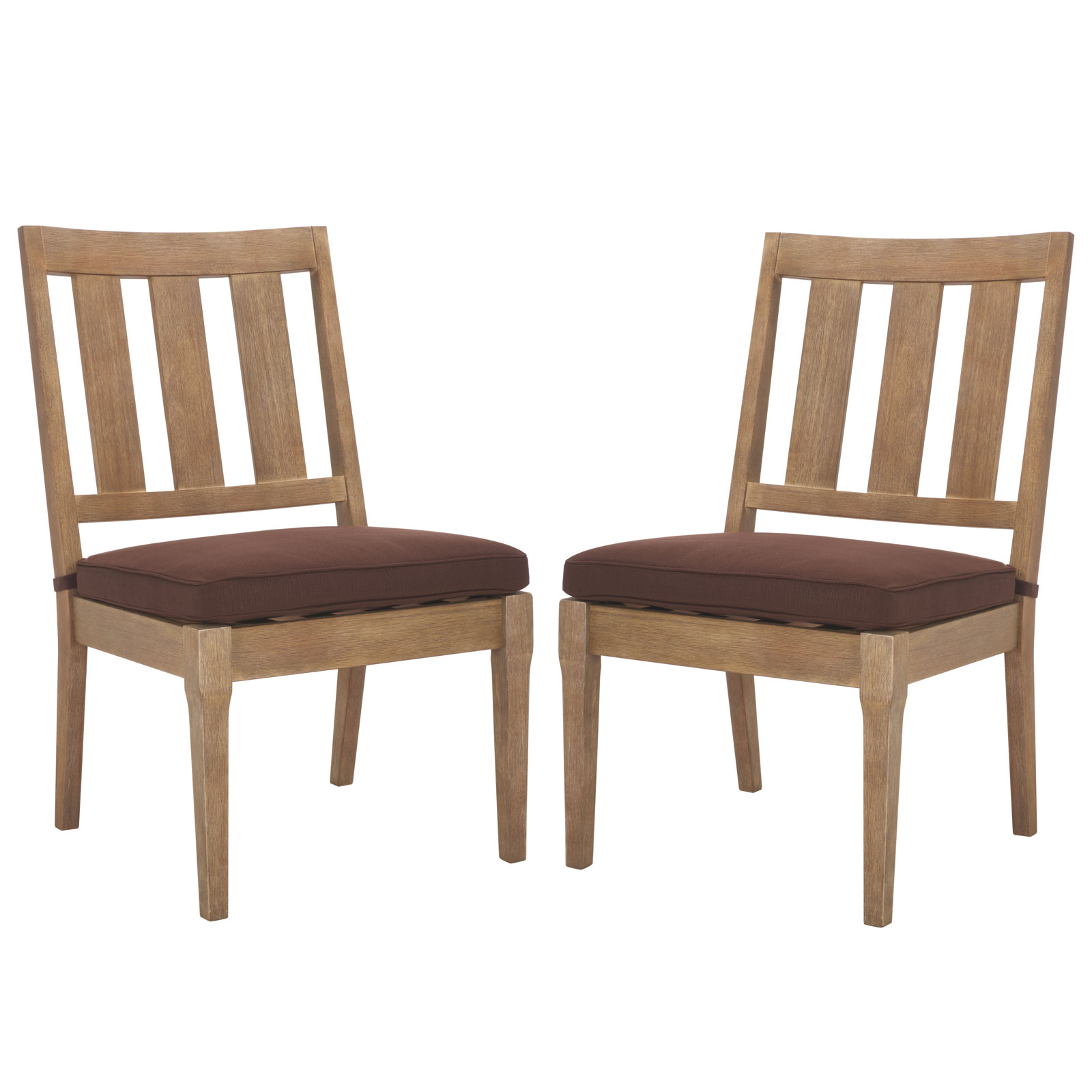 Samya Eucalyptus Patio Side Chair, Dark Brown
