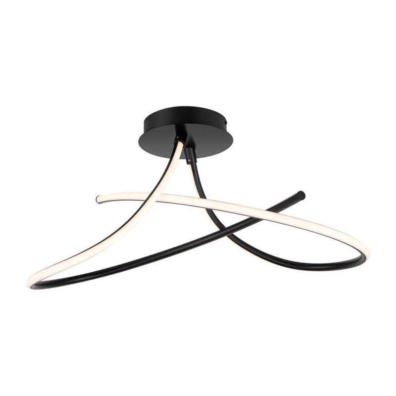 Carter 2 Light Built-in, Integrated LED, Modern, Curved Ceiling Light - Matt Black, 60x28x30cm, 3 step dimming, 3,000K Neutral white, 3,650lm