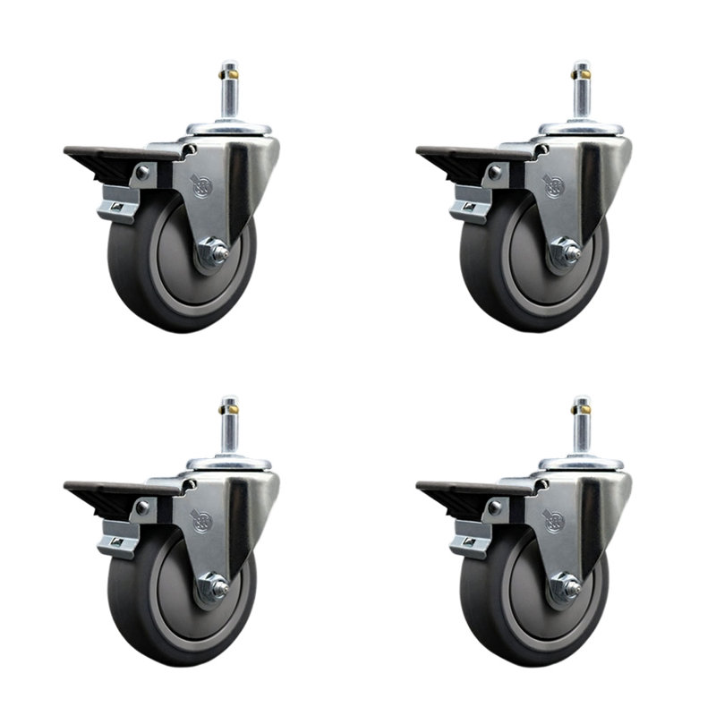 Ensemble de roulettes à tige pivotante avec frein Thermo