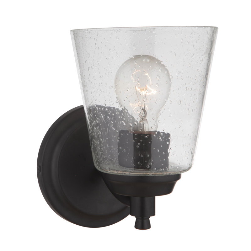 Yates Armed Sconce, Flat Black, White Frosted