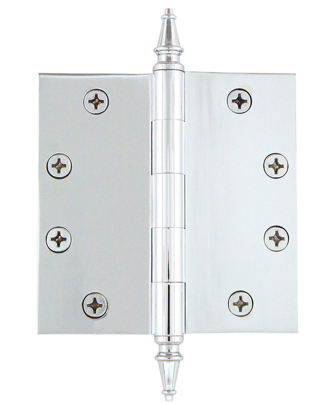 4.5'' x 4.5'' Brass Butt Bearing Hinge, Antique Pewter