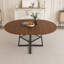 Extendable Round Dining Table For 4-8, Finish With Metal Frame And Thickened Top, Multi-Functional Kitchen & Living Room Table