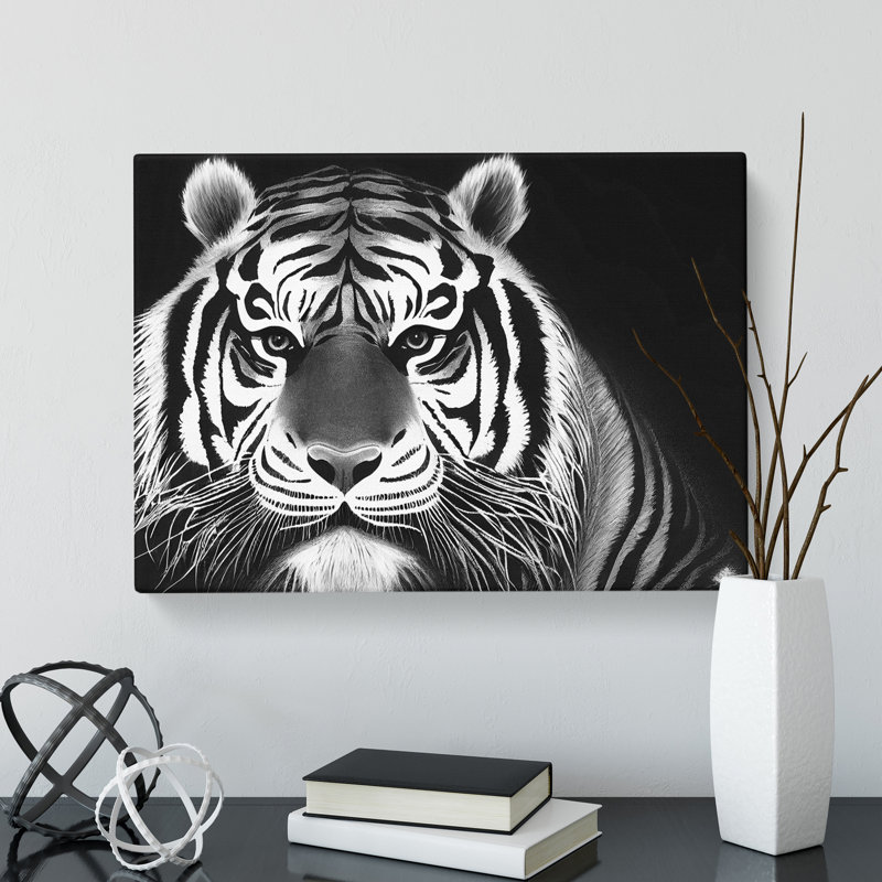 Monochrome Tiger Vol.6 - Wrapped Canvas, 40cm H x 60cm W x 3cm D