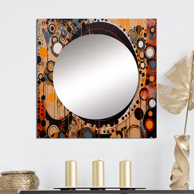 Ahleah - Art mural miroir carré abstrait pour salle de bain, 23 po x 23 po