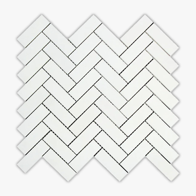 1 in. x 3 in. Herringbone Marble Tile
