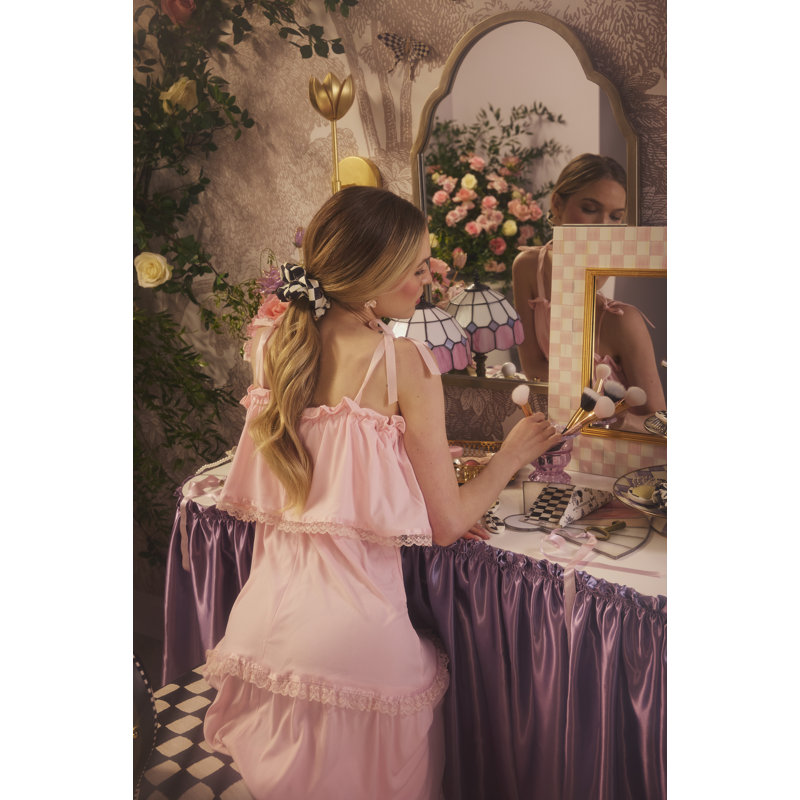 Rosy Check Enamel Wall Mirror