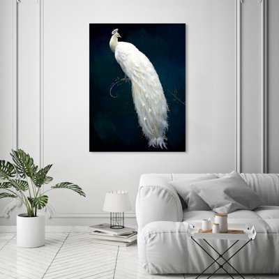 Habillée de plumes de paon glamour blanc moderne - cadre flottant, impression